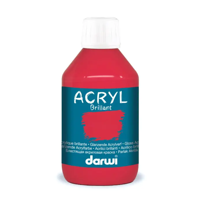 Darwi Flacon de 250 ml de Peinture Acrylique Universelle Brillante - Carmin