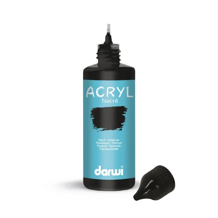 Darwi Flacon de 80 ml de Peinture Acrylique Universelle Nacrée - Noir