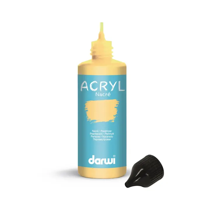 Darwi Flacon de 80 ml de Peinture Acrylique Universelle Nacrée - Jaune or
