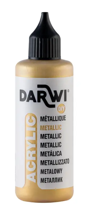 Darwi Flacon de 80 ml de Peinture Acrylique Universelle Métallique - Or