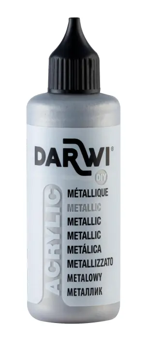 Darwi Flacon de 80 ml de Peinture Acrylique Universelle Métallique - Argent