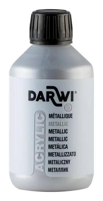 Darwi Flacon de 250 ml de Peinture Acrylique Universelle Métallique - Argent