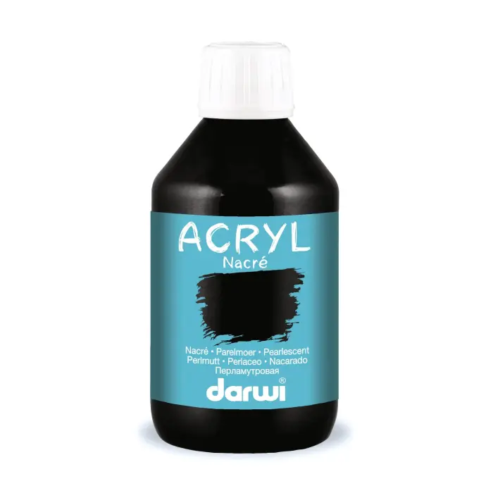 Darwi Flacon de 250 ml de Peinture Acrylique Universelle Nacrée - Noir