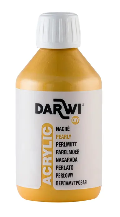 Darwi Flacon de 250 ml de Peinture Acrylique Universelle Nacrée - Jaune or