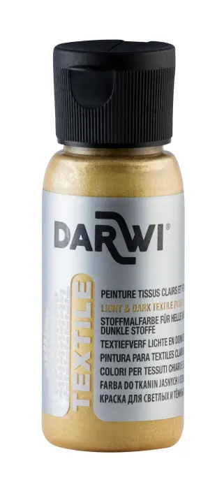 DARWI Flacon de 50 ml de Peinture Textile Métallique - Or