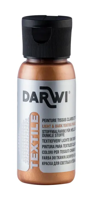 DARWI Flacon de 50 ml de Peinture Textile Métallique - Cuivre