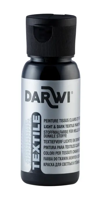DARWI Flacon de 50 ml de Peinture Textile Opaque - Noir