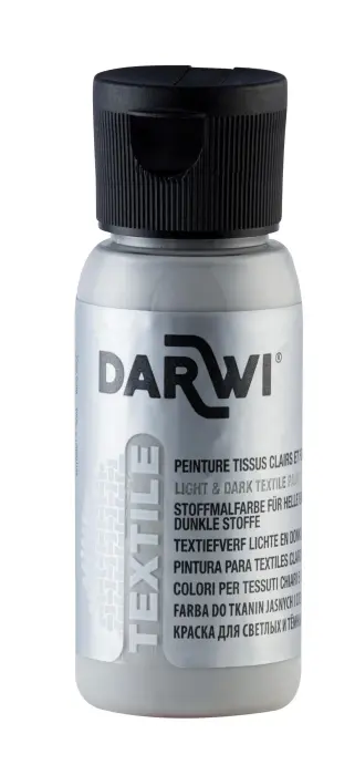 DARWI Flacon de 50 ml de Peinture Textile Opaque - Gris clair