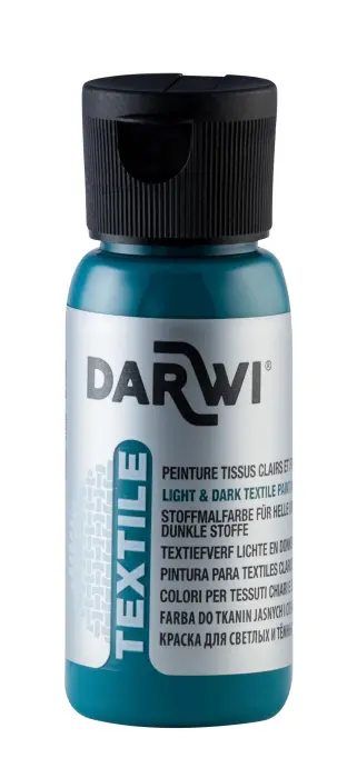 DARWI Flacon de 50 ml de Peinture Textile Opaque - Bleu canard