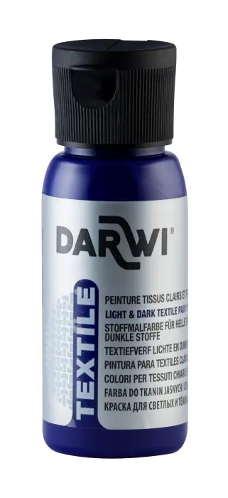 DARWI Flacon de 50 ml de Peinture Textile Opaque - Bleu foncé