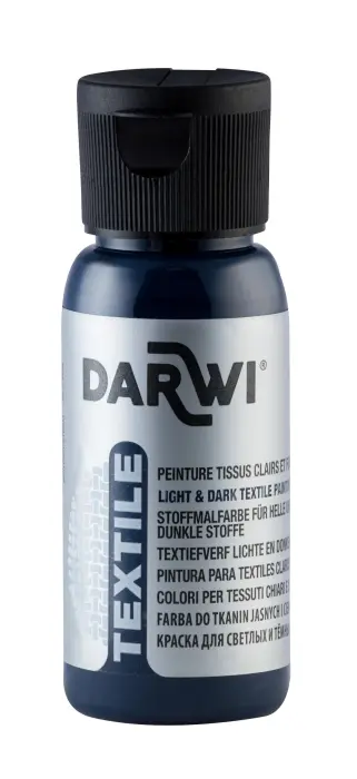 DARWI Flacon de 50 ml de Peinture Textile Opaque - Bleu navy