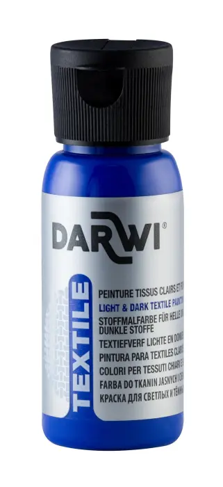 DARWI Flacon de 50 ml de Peinture Textile Opaque - Bleu outremer