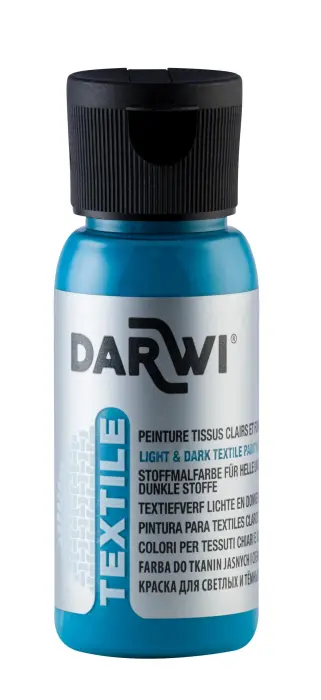 DARWI Flacon de 50 ml de Peinture Textile Opaque - Bleu lagon