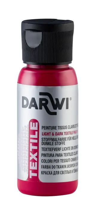 DARWI Flacon de 50 ml de Peinture Textile Opaque - Carmin