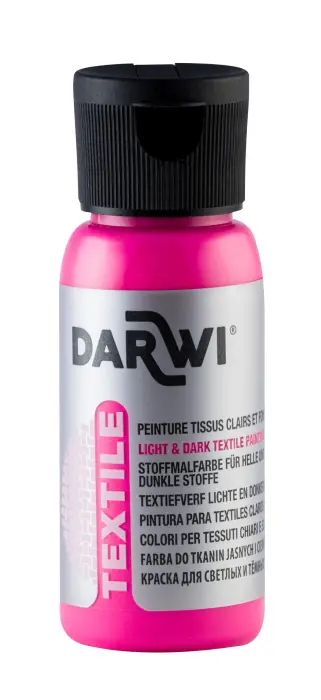 DARWI Flacon de 50 ml de Peinture Textile Fluorescente - Rose fluo