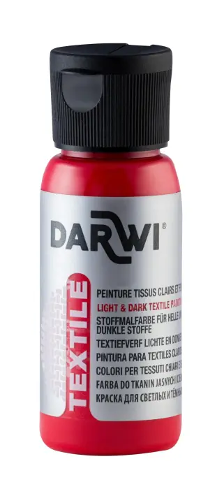 DARWI Flacon de 50 ml de Peinture Textile Opaque - vermillon