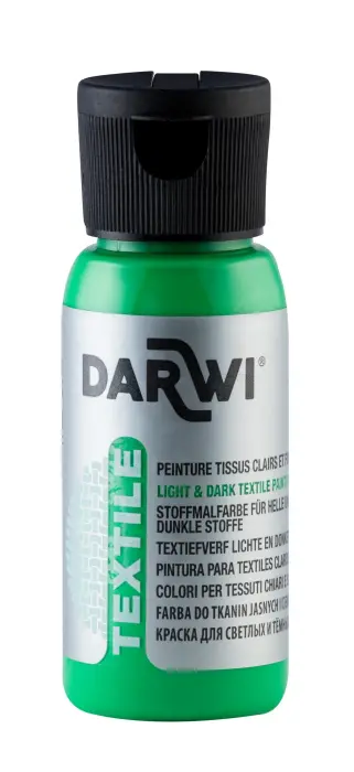 DARWI Flacon de 50 ml de Peinture Textile Opaque - Vert prairie