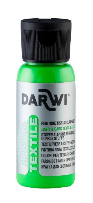 DARWI Flacon de 50 ml de Peinture Textile Fluorescente - Vert fluo