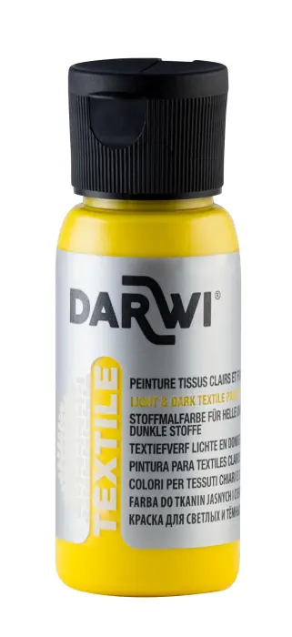 DARWI Flacon de 50 ml de Peinture Textile Opaque - Jaune nacré