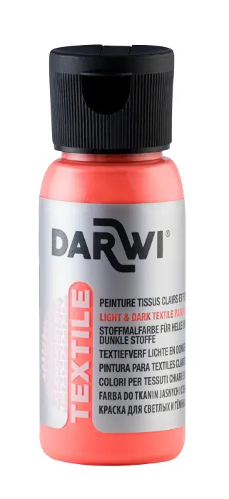 DARWI Flacon de 50 ml de Peinture Textile Fluorescente - Orange fluo