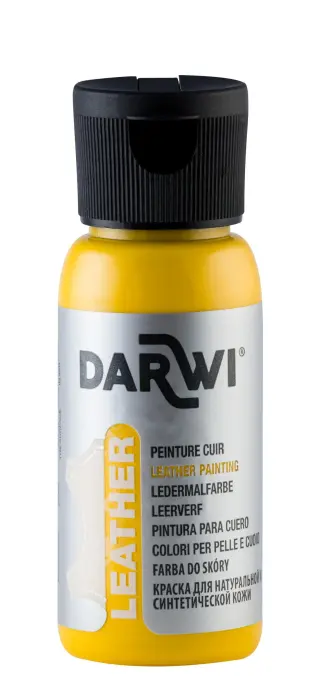 DARWI Flacon de 50 ml de Peinture sur Cuir - jaune soleil