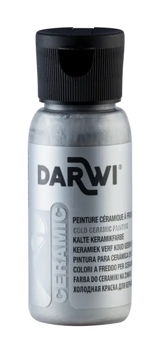DARWI Flacon de 50 ml de Peinture sur Céramique à Froid - Argent