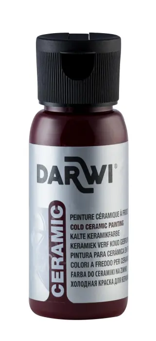 DARWI Flacon de 50 ml de Peinture sur Céramique à Froid - Rouge cerise