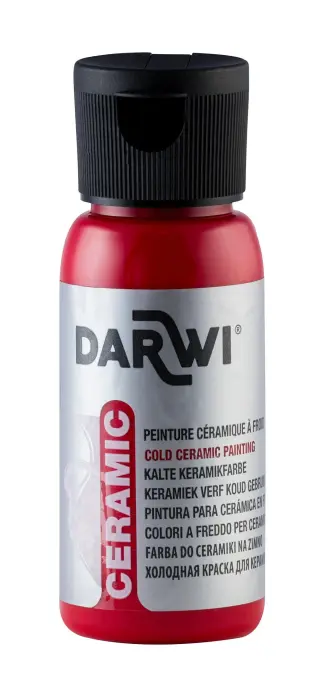 DARWI Flacon de 50 ml de Peinture sur Céramique à Froid - vermillon