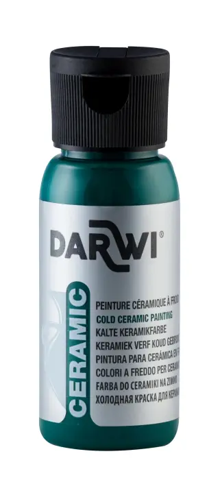 DARWI Flacon de 50 ml de Peinture sur Céramique à Froid - Vert sapin