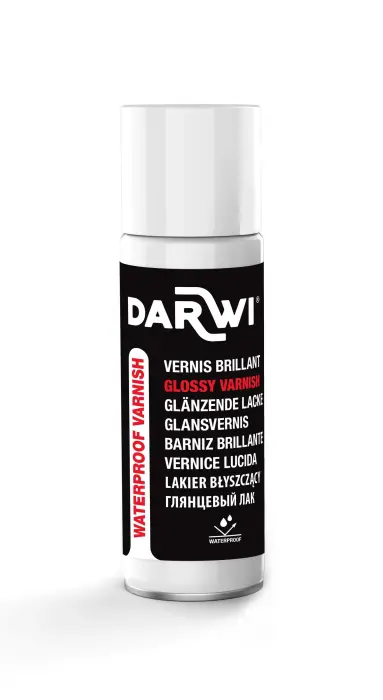 DARWI Vernis waterproof à base de solvant, 250ml (en aérosol), Finition brillante - Incolore - New