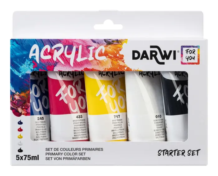 Darwi For You set de peinture acrylique - 5x75 ml - Assortiment