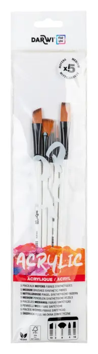 Darwi For You Set de 5 pinceaux moyens 2 - Blanc - New
