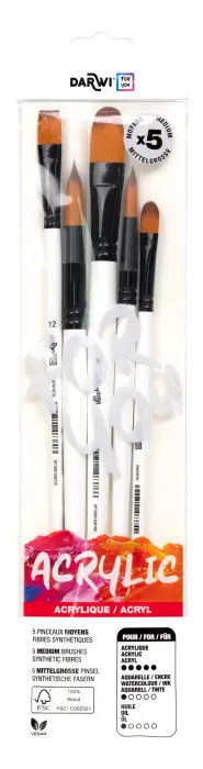 Darwi For You set de 5 pinceaux moyens - Blanc