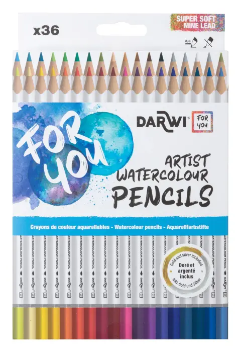 Darwi For You boite de 36 crayons de couleur aquarellables - Assortiment - New