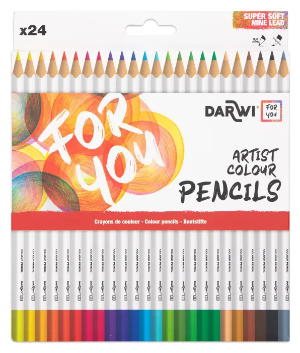 Darwi For You boite de 24 crayons de couleur standards - Assortiment
