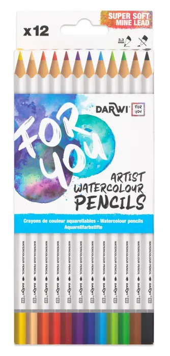 Darwi For You boite de 12 crayons de couleur aquarellables - Assortiment
