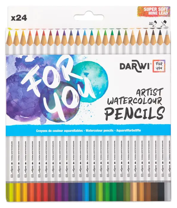 Darwi For You boite de 24 crayons de couleur aquarellables - Assortiment