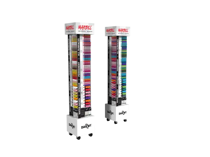 MARBEL Présentoir tourniquet sur Roulettes en Métal AVEC MARCHANDISE L36 x P36 x H197 cm - Assortiment