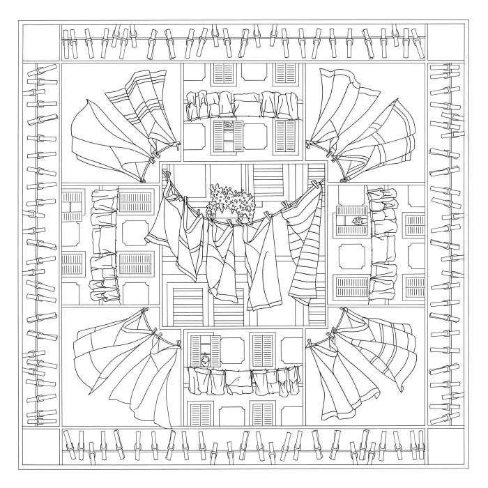 Carré 100% soie - 90x90cm Fenêtre sud - Blanc
