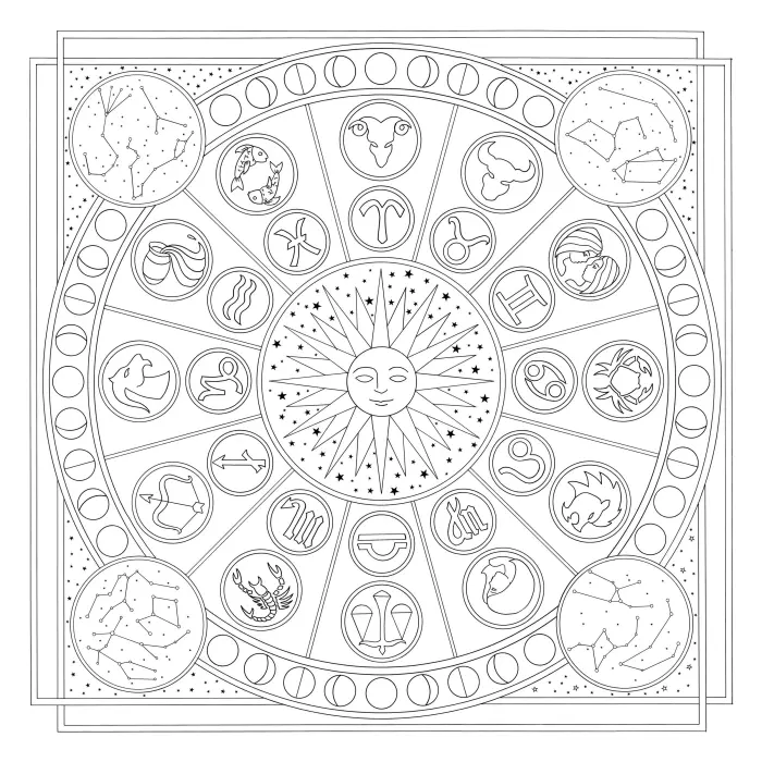 Carré 100% soie - 90x90cm Zodiac - Blanc