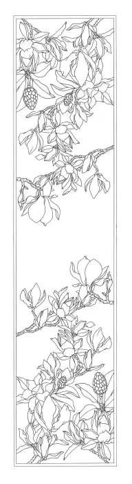 Echarpe 100% soie - 145x43cm Magnolias - Blanc