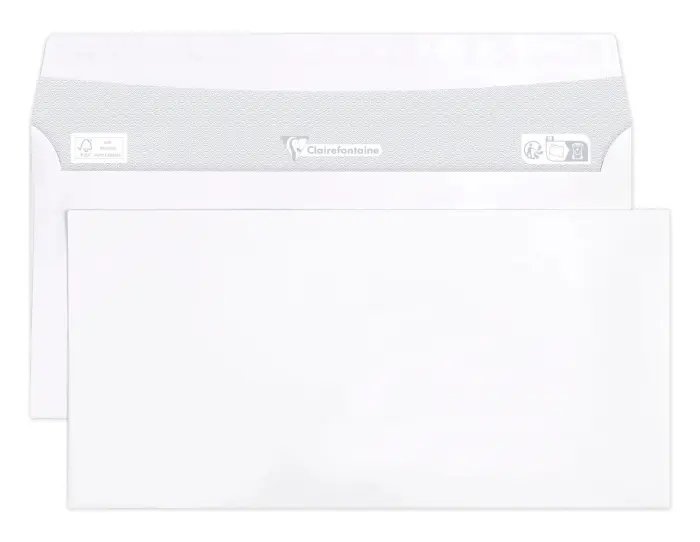 Boite de 500 Enveloppes CLAIRALFA Blanches C6/5-114x229mm - Auto-Adhésives - 80g/m2