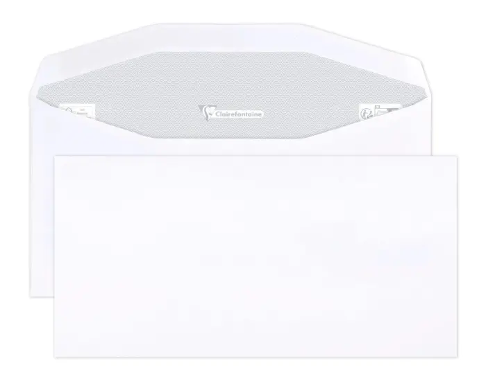 Boite de 500 Enveloppes CLAIRALFA Blanches C6/5-114x229mm - Gommée Mécanisable - 80g/m2 - pour machine de mise sous pli automatiquE