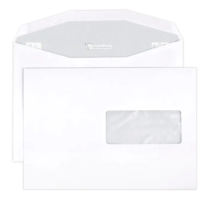 Boite de 500 Enveloppes CLAIRALFA Blanches C5-162x229mm - Gommées Mécanisables - 80g/m2 - Fenêtre 45x100 (position 62/20) - pour machine de mise sous pli automatique