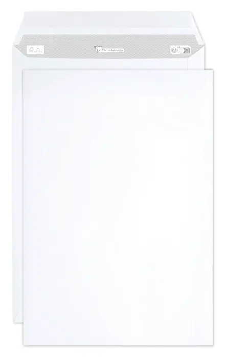 Boite de 250 Pochettes CLAIRALFA Blanches C4-229x324 mm - Auto-Adhésives - 90g/m2 - 170 CIE
