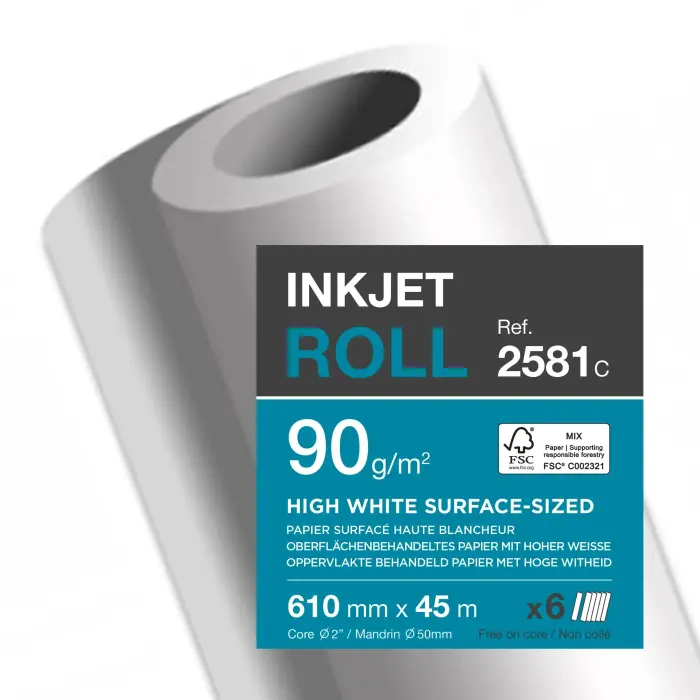 BBX CLAIRJET 1300 90G LZ 610mm x 45m - Bright