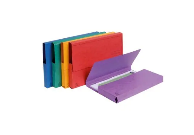 Paquet de 5 chemises poche carte lustrée 265g/m2 - 24x34cm - Couleurs assorties