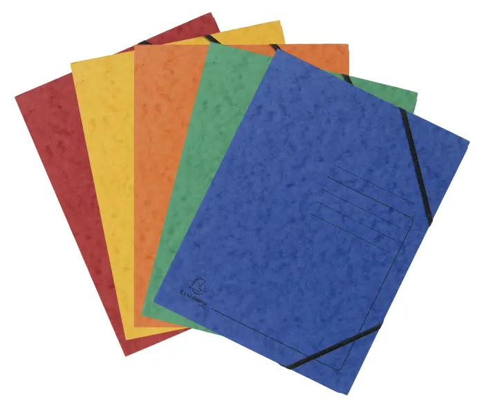 Pack de 5 Chemises à élastique sans rabats carte lustrée 355gm2 - A4 - Couleurs assorties