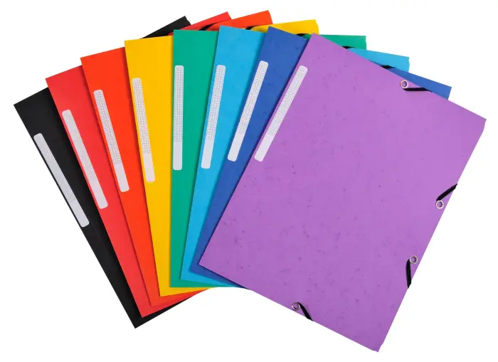 Lot Promo 10 Chemises à élastiques 3 rabats carte marbrée recyclée 355g/m2 - A4 - Couleurs assorties