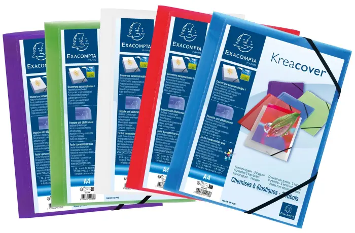 Chemise à élastiques 3 rabats polypropylène translucide Krea Cover - A4 - Couleurs assorties